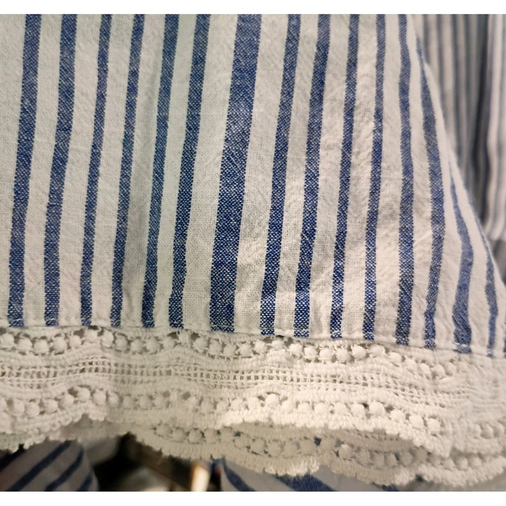 CW Classics Women's 100% Cotton Sleeveless Blue & White Strip Blouse Top Size 1X - Picture 6 of 6